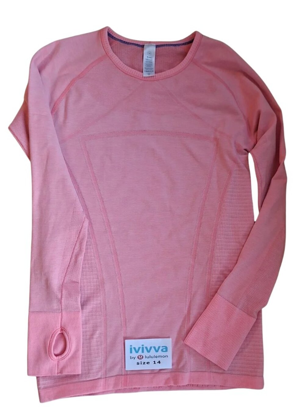 Ivivva Girl by Lululemon 🍋 Fly Tech long sleeve pink fitted thumbholes size 14